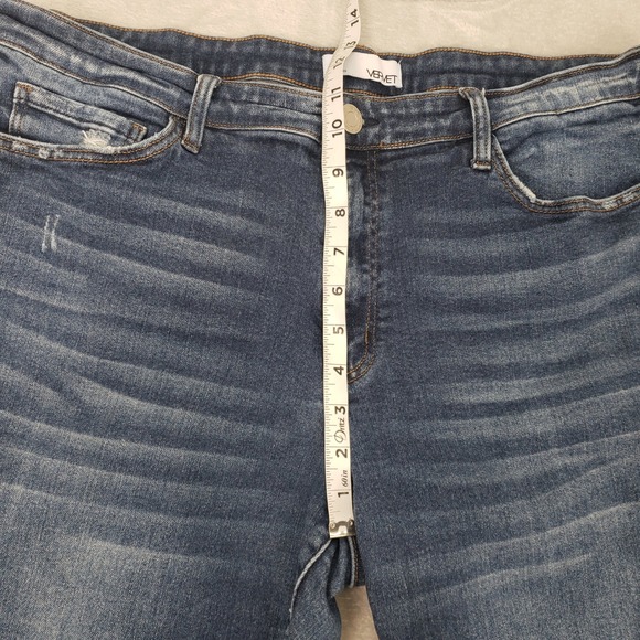 VERVET Women Blue Distressed Denim Jeans 20 Skinny Ankle Crop Short Plus High - Picture 8 of 10